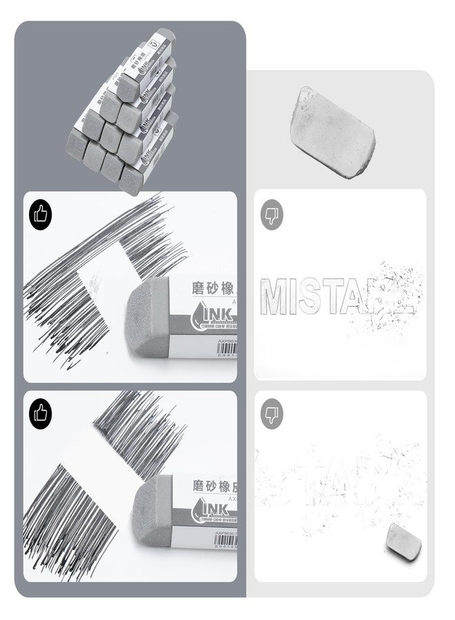 ام اند جي مجموعة ممحاة رملية من إم آند جي، عبوة من 10 ممحاة، ممحاة أقلام حبر جاف وأقلام تلوين، متينة وقابلة للحمل للطلاب والمكاتب (رمادي) - Image 3